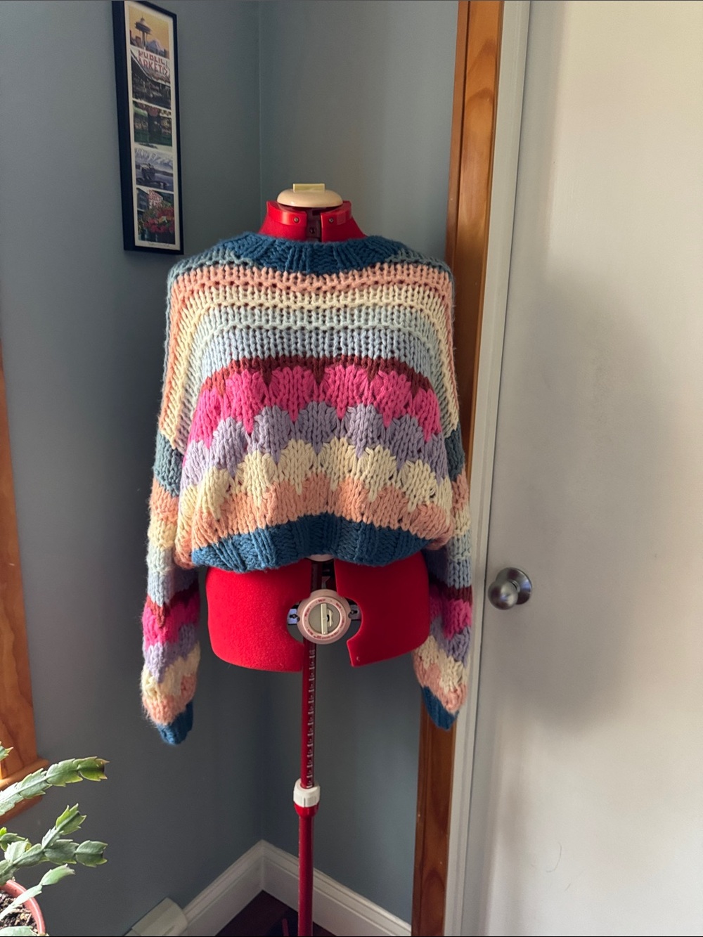 Sofie D'Hoore Cropped Pastel Multicolor Crewneck Sweater